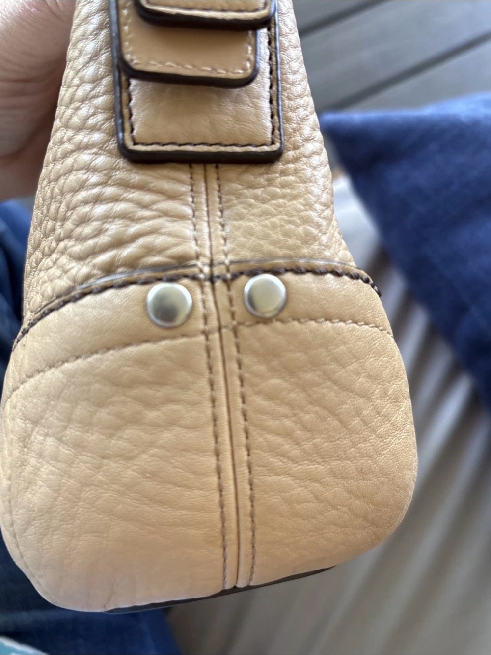 Coach Madison SoHo F12321 Tan Pebbled Leather Convertible Brown Cloth Interior - Picture 11 of 13